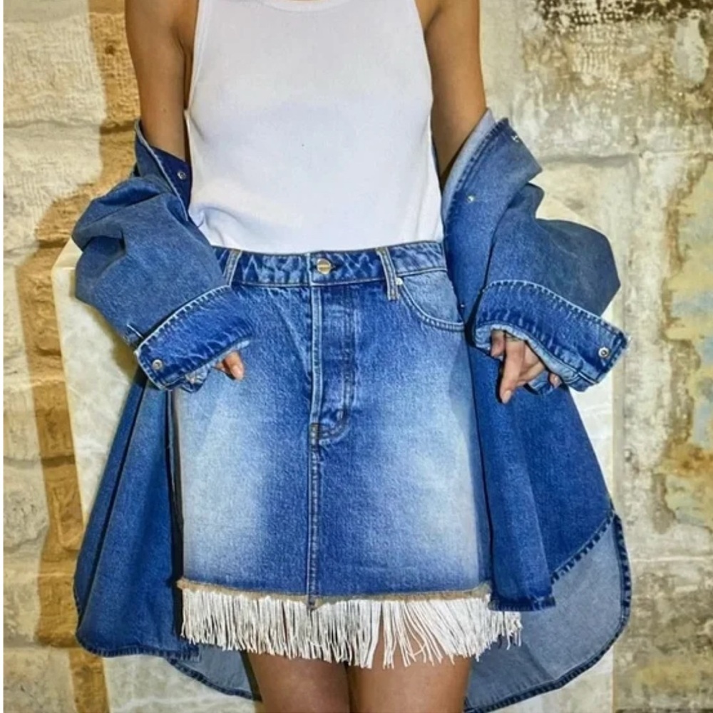 Ragdoll LA Denim Skirt with Fringe. New w/o tag (tried it on tossed tag) X-Small